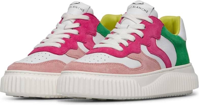 Voile blanche Leather and suede sneakers Laura Pink Dames