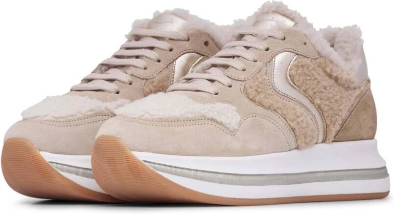 Voile blanche Leather and wool sneakers Melany Fur. Beige Dames