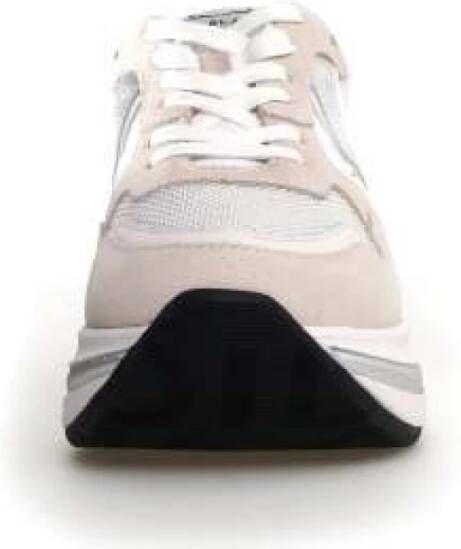 Voile Blanche Mesh en Suède Sneaker Zand Zilver