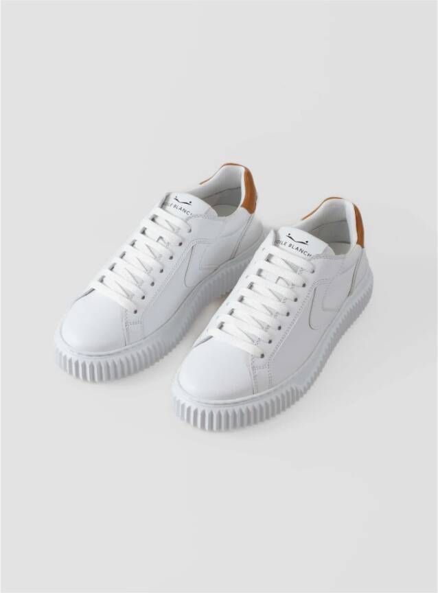 Voile blanche Metallic Kalfsleren Sneakers White Dames