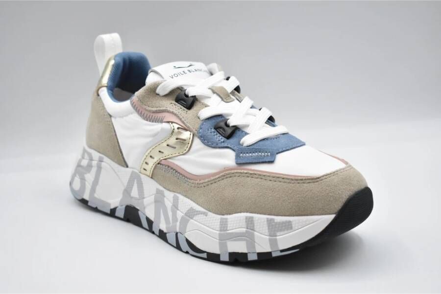 Voile blanche Platte schoenen Sand-Wit-Lichtblauw Club105 Multicolor Dames