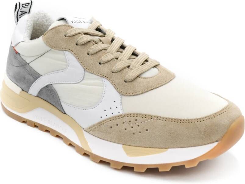 Voile blanche Leren en stoffen sneakers voor heren Beige Heren