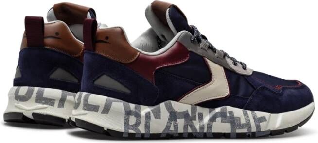 Voile blanche Sportschoenen Navy Burgundy Leer Stof 4 cm Hak Blauw Heren