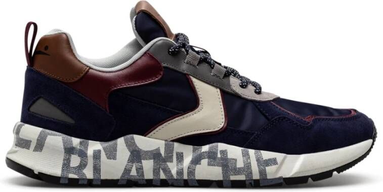 Voile blanche Sportschoenen Navy Burgundy Leer Stof 4 cm Hak Blauw Heren