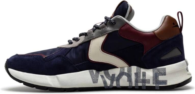 Voile blanche Sportschoenen Navy Burgundy Leer Stof 4 cm Hak Blauw Heren