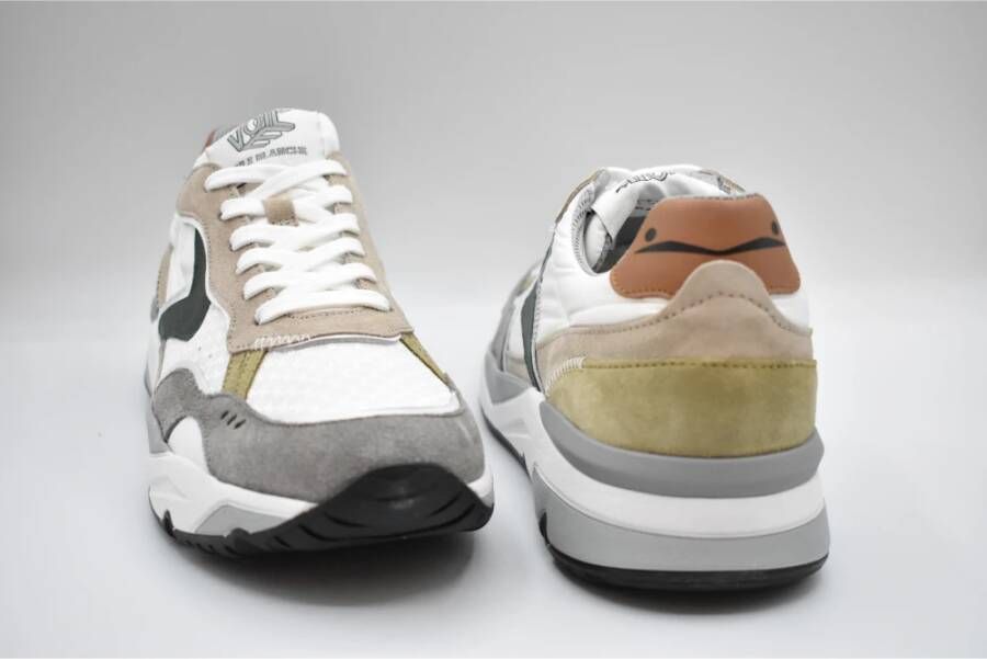 Voile blanche Sportieve lage sneakers in grijs wit en beige Wit Heren