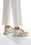 Voile blanche Sneakers met contraststiksels en logo Beige Dames - Thumbnail 11