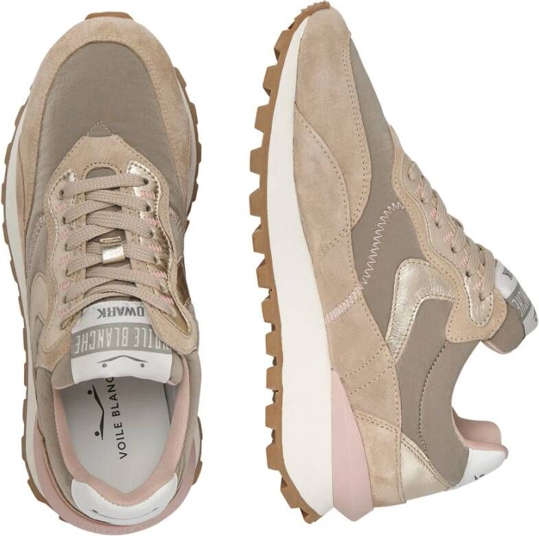 Voile blanche Suede and fabric sneakers Qwark Hype Woman Beige Dames