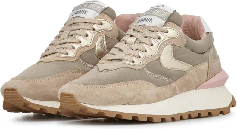 Voile blanche Suede and fabric sneakers Qwark Hype Woman Beige Dames