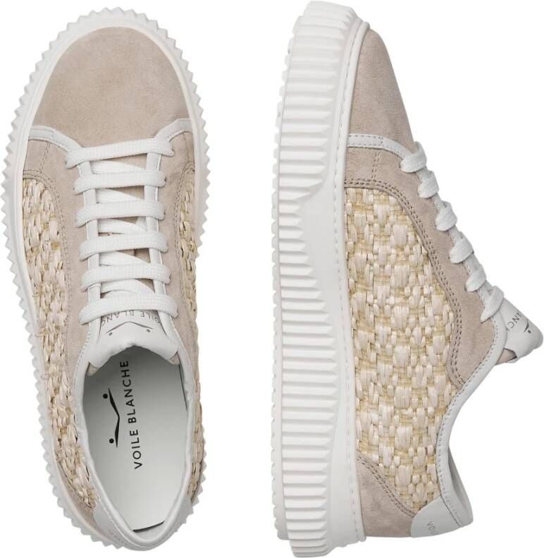 Voile blanche Suede and raffia sneakers Maiorca Flat Beige Dames