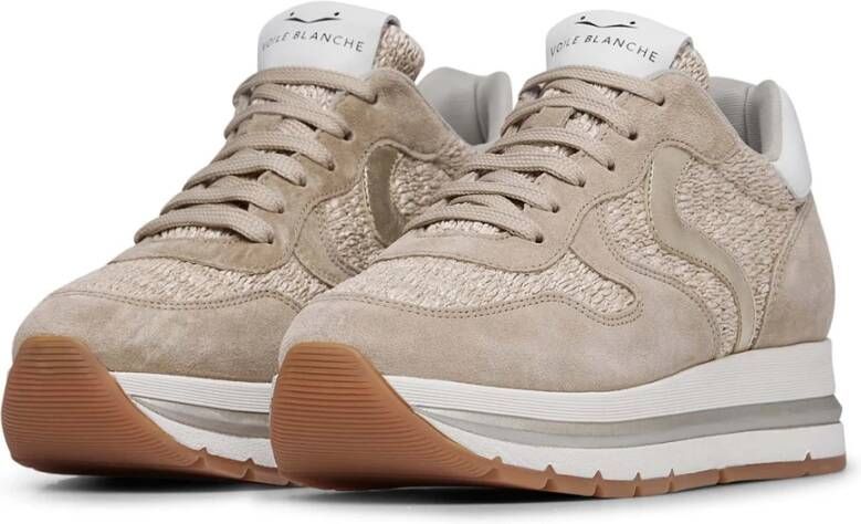 Voile blanche Suede and raffia sneakers Maran Beige Dames