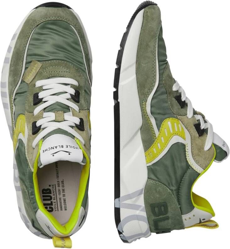 Voile blanche Suede and technical fabric sneakers Club01. Green Heren