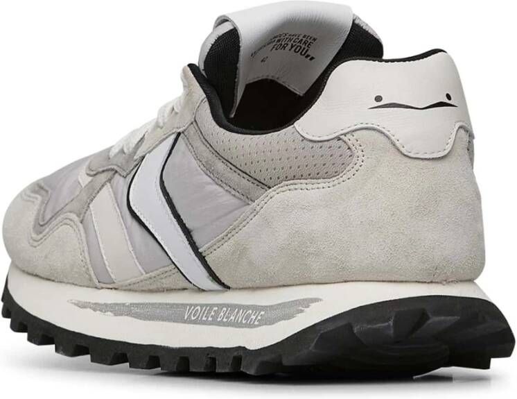 Voile blanche Suede and technical fabric sneakers Qwark 2004 Man. Gray Heren