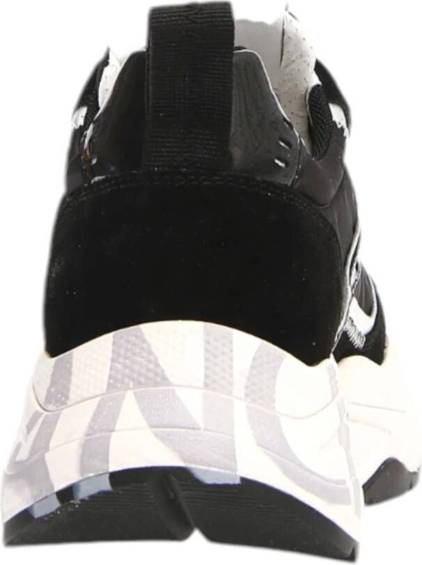 Voile blanche Zwarte Leren Nylon Club105 Sneakers Black Dames