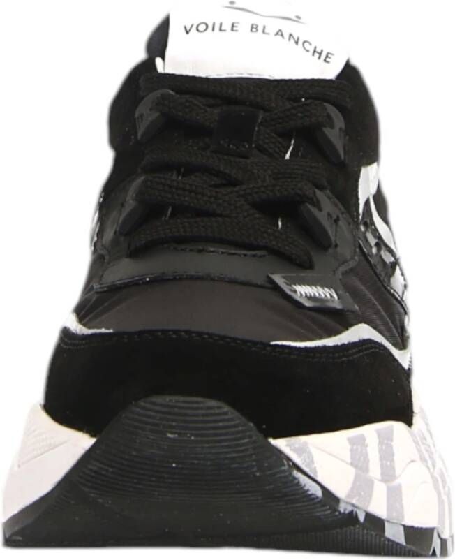Voile blanche Zwarte Leren Nylon Club105 Sneakers Black Dames