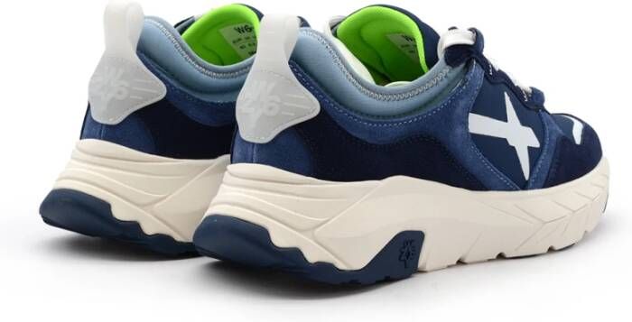 W6Yz Blauwe Sneakers met Suède Inzetstukken