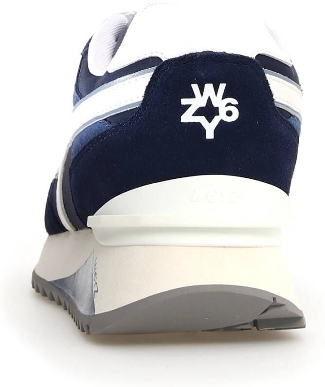 W6Yz Blauwe Suède en Technische Stof Sneakers