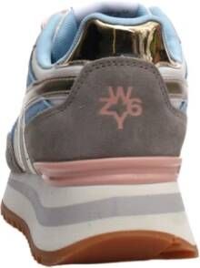 W6Yz Grijze Ademende Sneaker met Gouden Details
