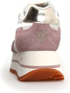 W6Yz Grijze Roze Suède Sneakers met Glitterinzetten