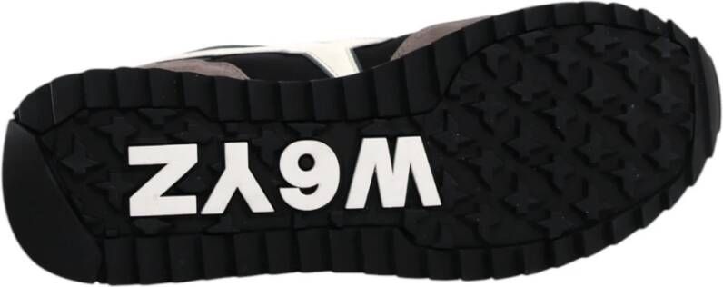 W6Yz Grijze zwarte technische stof en suède sneakers