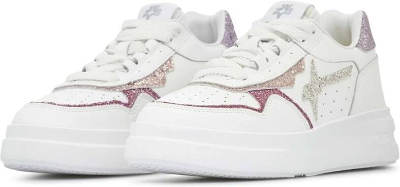 W6Yz Leather sneakers with glitter Xenia W. White Dames