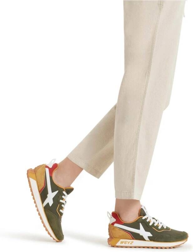 W6Yz Suede and technical fabric sneakers Jet2-Uni. Green Heren