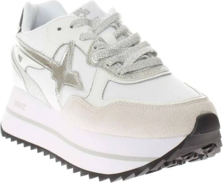 W6Yz Wit-Zilver Sneakers Spiegel Details Plateau Multicolor Dames