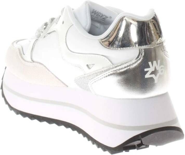 W6Yz Wit-Zilver Sneakers Spiegel Details Plateau Multicolor Dames