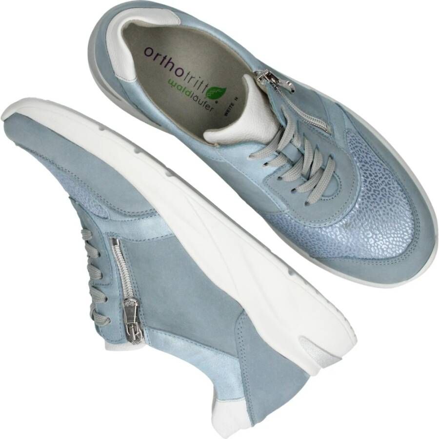 Waldläufer Blauwe Metallic Dierenprint Sneaker Blue Heren