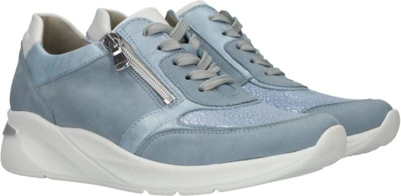 Waldläufer Blauwe Metallic Dierenprint Sneaker Blue Heren