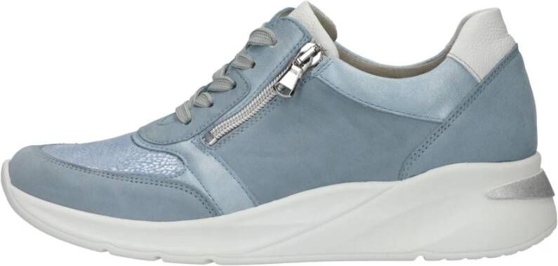 Waldläufer Blauwe Metallic Dierenprint Sneaker Blue Heren