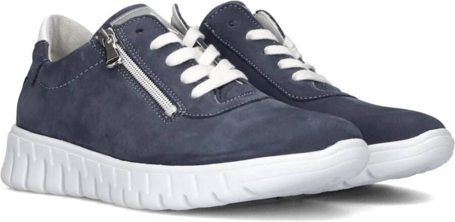 Waldläufer Blauwe Nubuck Rits Sneakers Blue Dames