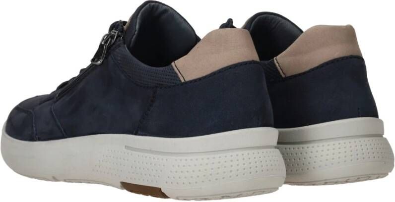 Waldläufer Blauwe Nubuck Sneaker met Rits Blue Heren