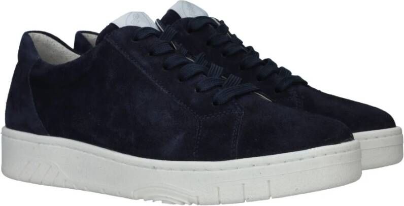 Waldläufer Blauwe Suède Sneaker met Uitneembaar Voetbed Blue Dames