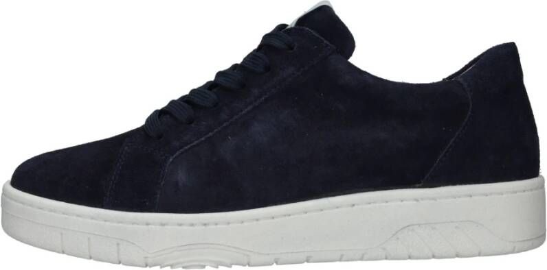 Waldläufer Blauwe Suède Sneaker met Uitneembaar Voetbed Blue Dames