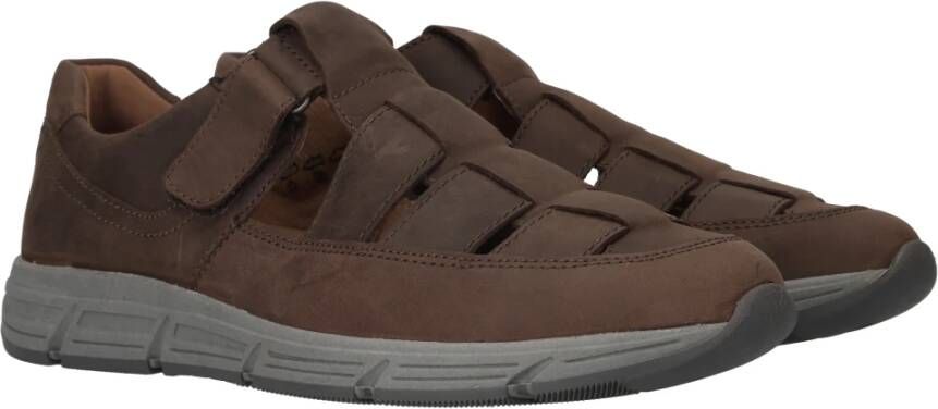 Waldläufer Bruine Comfortabele Sandaal met Leren Voetbed Brown Heren