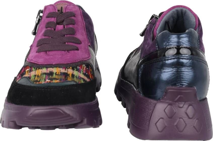 Waldläufer Wijde pasvorm veter-rits sneaker Paars mix Multicolor Dames