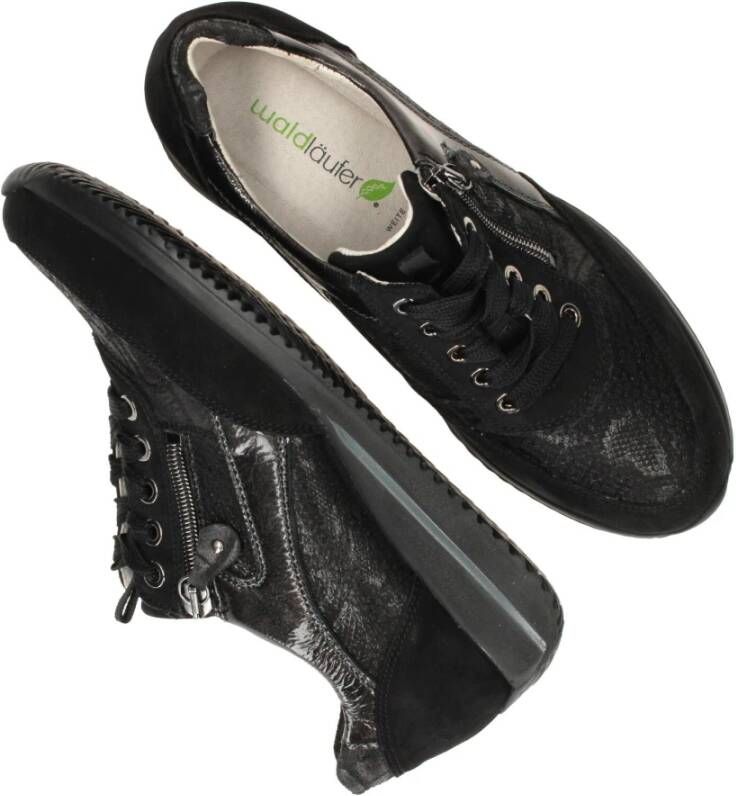 Waldläufer Comfortabele en Trendy Zwarte Sneaker Zwart Heren