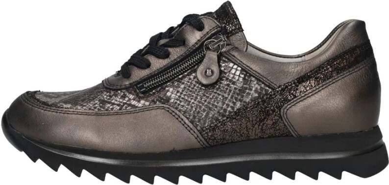 Waldläufer Comfortabele Metallic Antraciet Sneaker met Dierenprint Grijs Heren