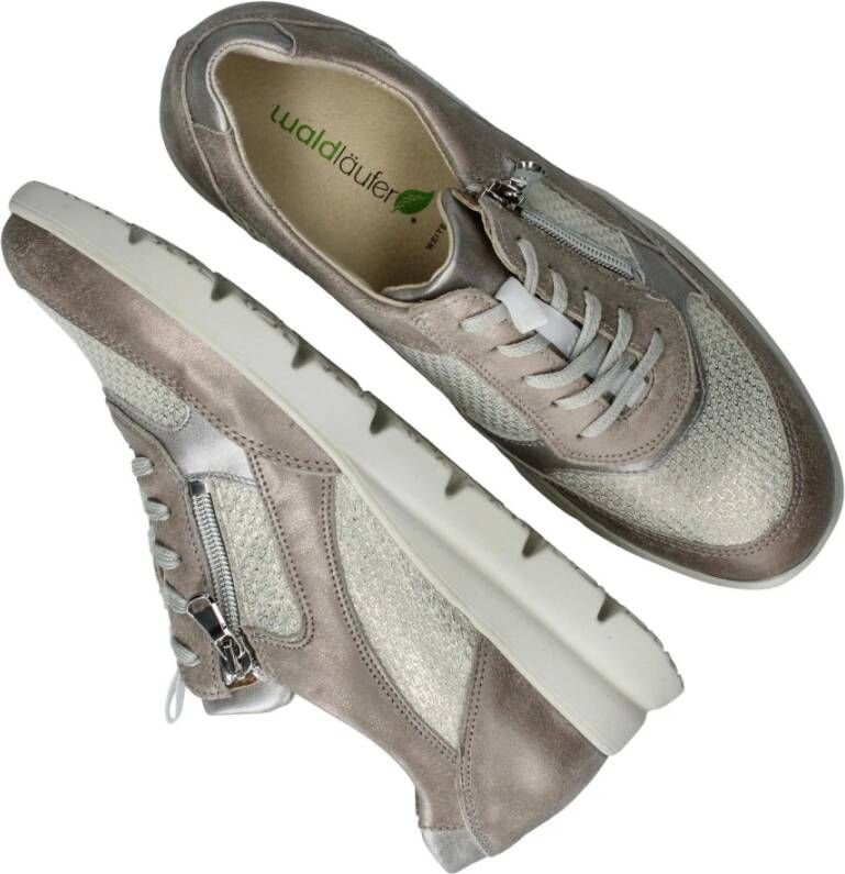 Waldläufer Comfortabele Metallic Zilveren Sneakers Gray Dames