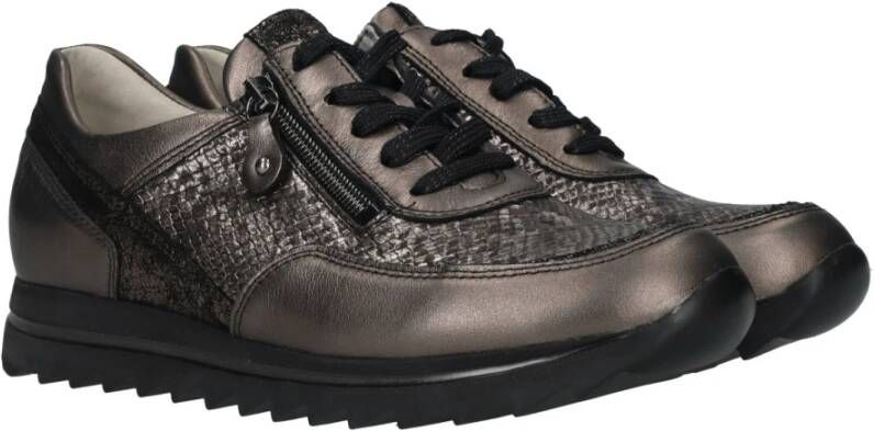 Waldläufer Metallic Antraciet Dierenprint Sneaker Multicolor Dames