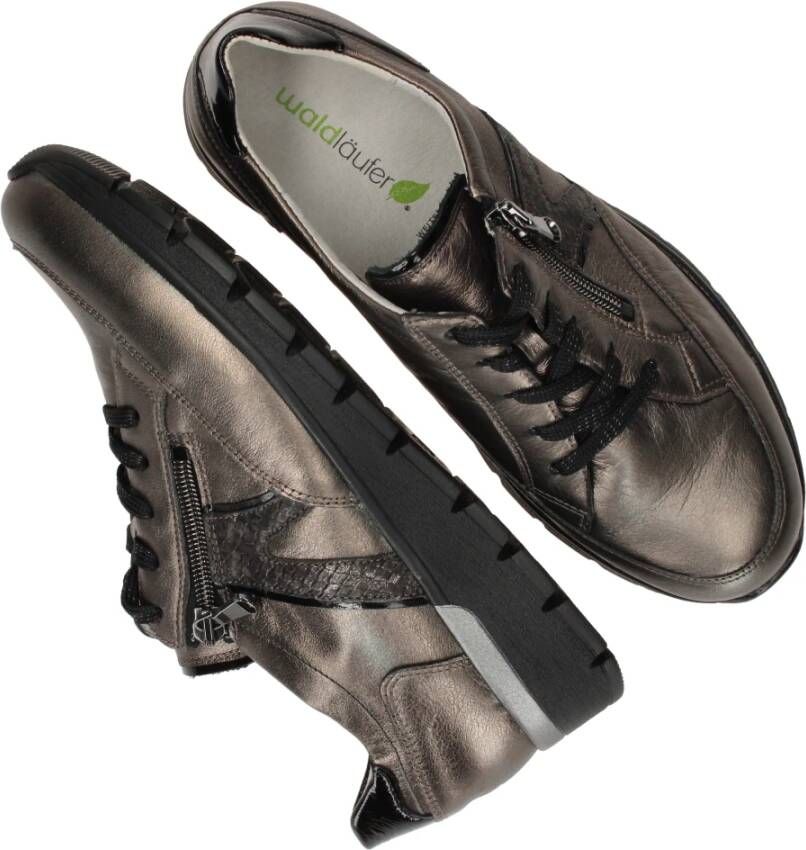 Waldläufer Metallic Antraciet Sneaker voor Dames Black Dames