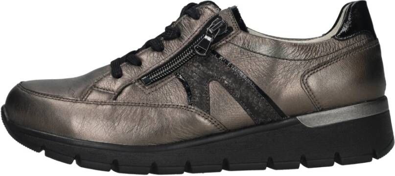 Waldläufer Metallic Antraciet Sneaker voor Dames Black Dames