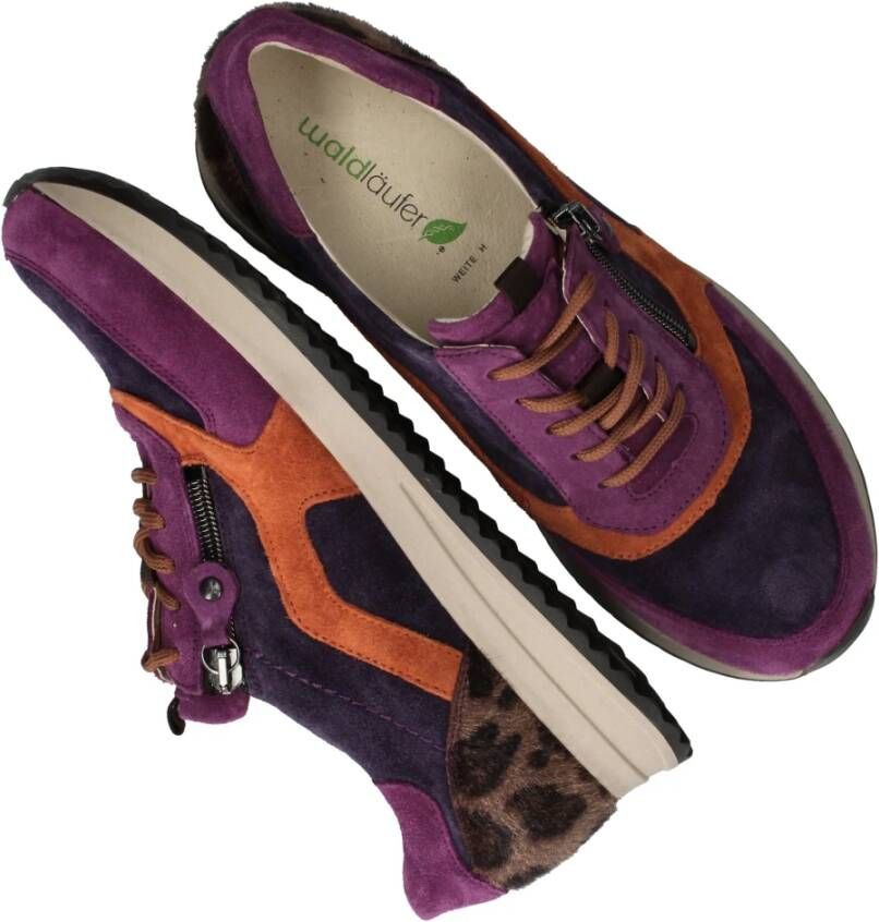 Waldläufer Paarse Suède Comfort Sneakers Multicolor Dames