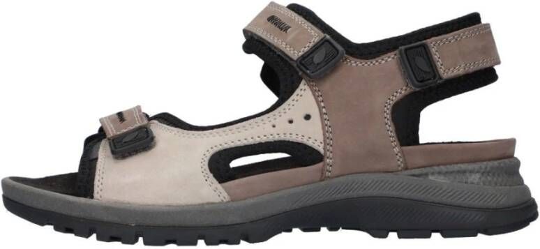 Waldläufer Wijde pasvorm nubuck leren sandaal grijs Gray Dames