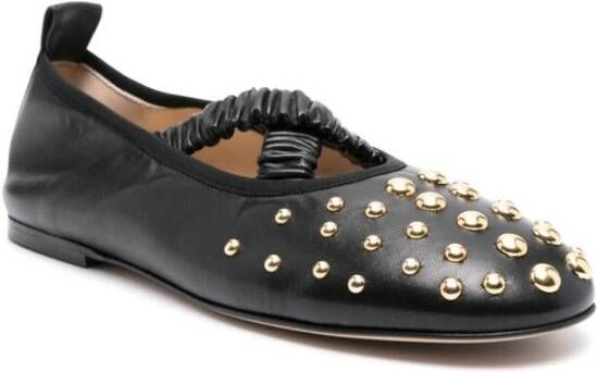 Wandler Zwarte lamsskin schoenen met goudkleurige studs en kruisbanddetail Black Dames