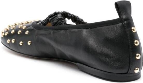 Wandler Zwarte lamsskin schoenen met goudkleurige studs en kruisbanddetail Black Dames