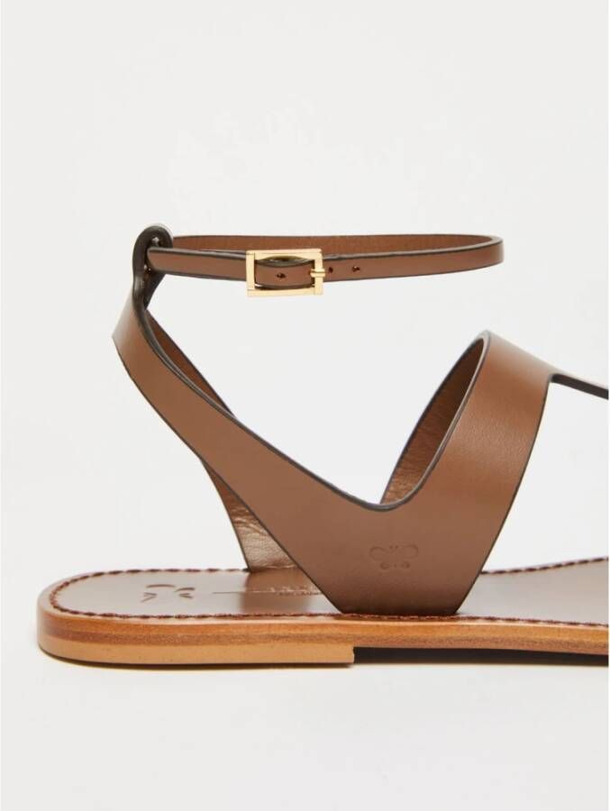Weekend Max Mara Bruine leren Positano stijl sandalen