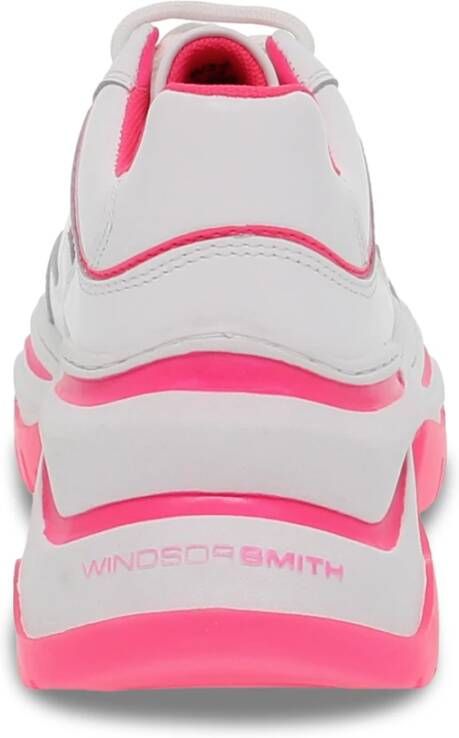 Windsor Smith Leren Sneakers Wit en Fuchsia Wit Dames