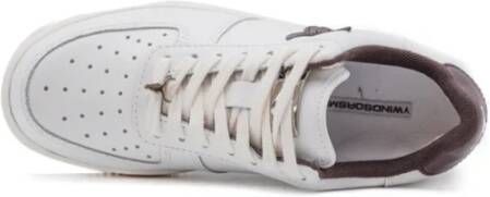 Windsor Smith Witte leren sneakers met bruine inzetstukken voor dames Wit Dames